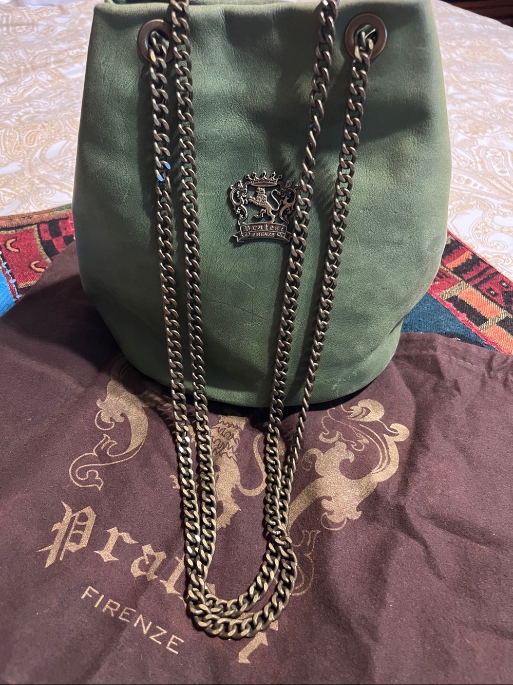Pratesi Shoulder Bag in Green & Brown
